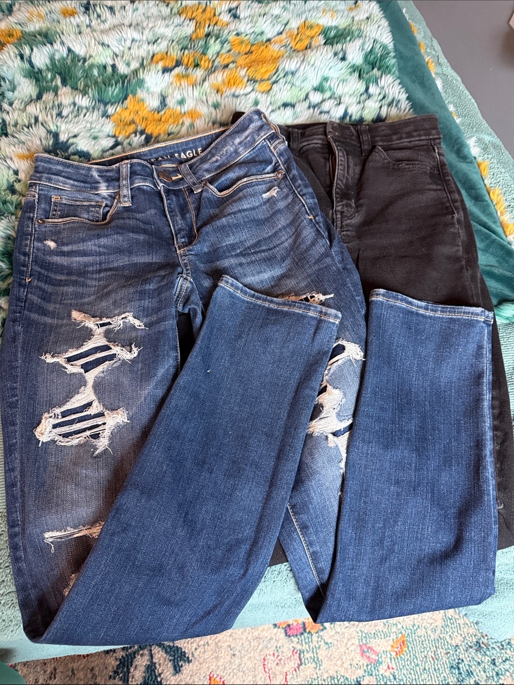 American Eagle Outfitters Blue & Black Skinny Jeans Duo